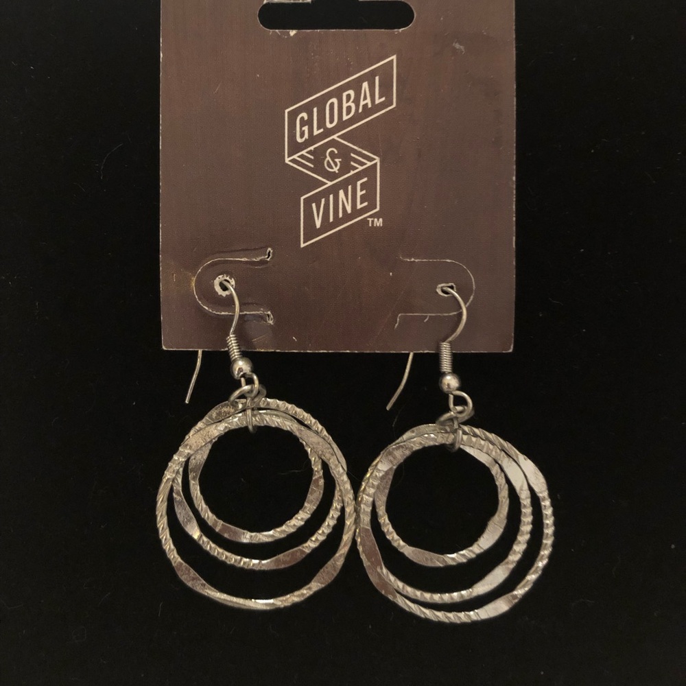 Silver Hoop Earrings Global & Vine NWT